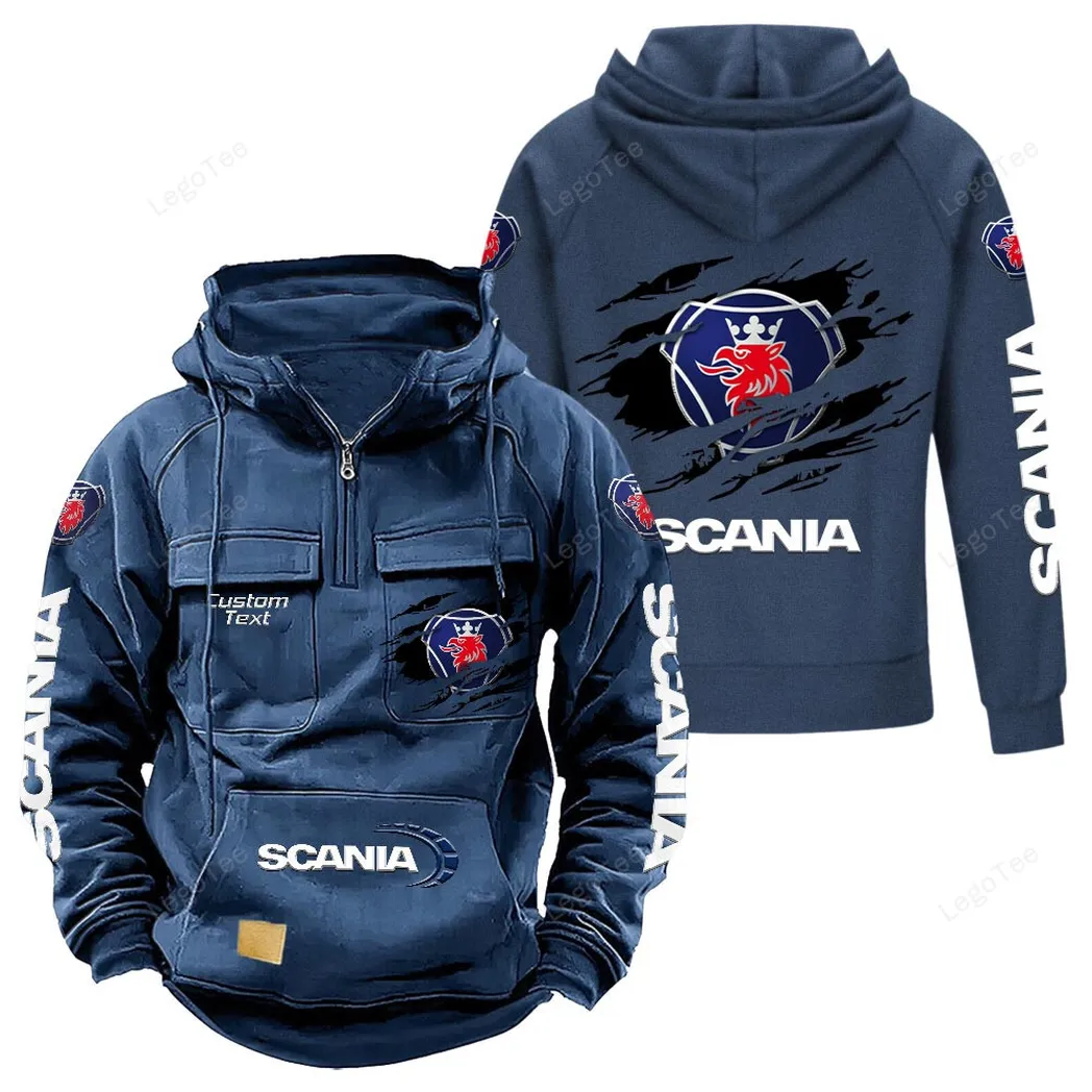 Scania Tactical Quarter Zip Hoodie, Gift For Scania Lovers, Gift For Him, Husband, Boyfriend - Dark Blue CAR122021425029-3