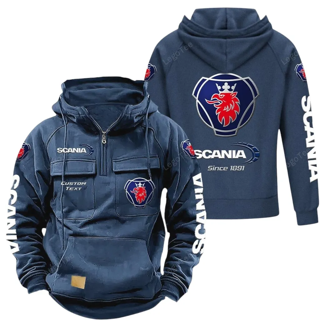 Scania Tactical Quarter Zip Hoodie, Gift For Scania Lovers, Gift For Him, Husband, Boyfriend - Dark Blue CAR96021425734-3