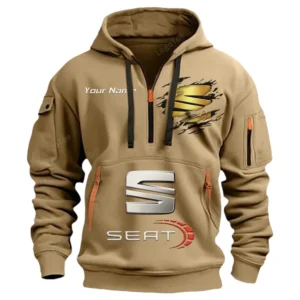 Seat Half Zip Hoodie CAR113021425824, Best Gift for Him, Husband, Boyfriend - Khaki