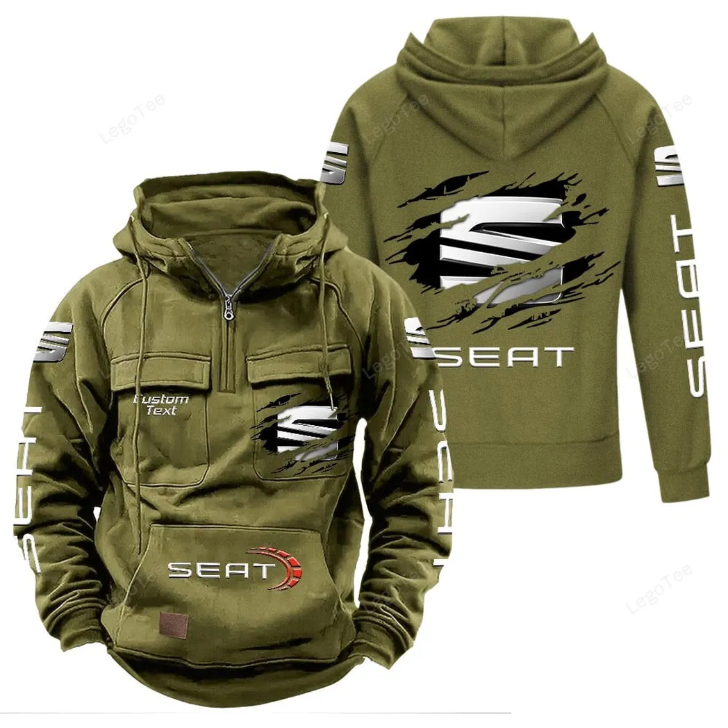 Seat Tactical Quarter Zip Hoodie, Gift For Seat Lovers, Gift For Him, Husband, Boyfriend - Army Green CAR122021425015-1