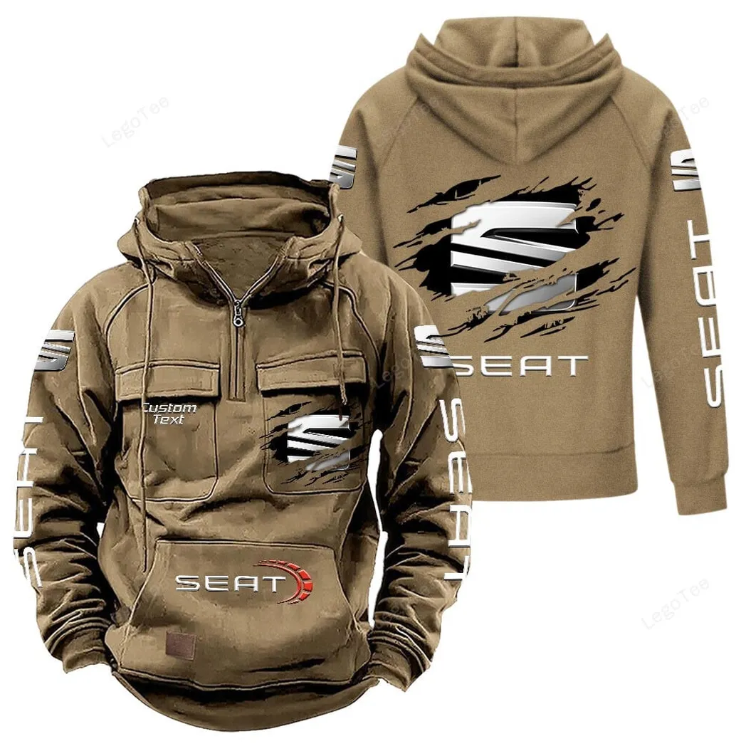 Seat Tactical Quarter Zip Hoodie, Gift For Seat Lovers, Gift For Him, Husband, Boyfriend - Khaki CAR122021425015-4