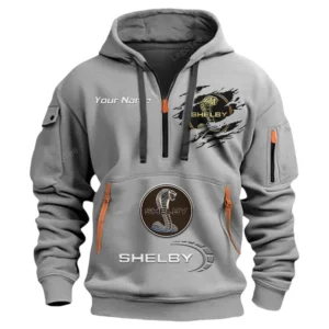Shelby American Half Zip Hoodie CAR113021425842, Best Gift for Him, Husband, Boyfriend - Gray