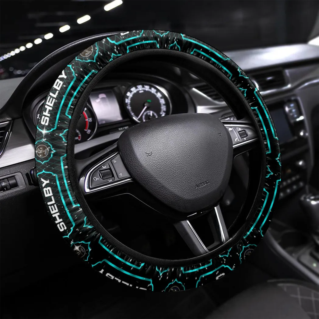 Shelby American Steering Wheel Cover, Personalized Gifts For Him, Boyfriend, Husband - Cyan CAR55021425308