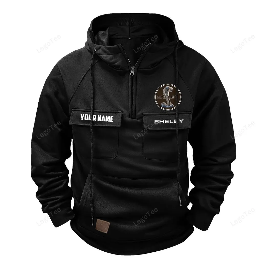 Shelby American Tactical Quarter Zip Hoodie, Gift For Shelby American Lovers, Gift For Him, Husband, Boyfriend - Black CAR109021425353-2