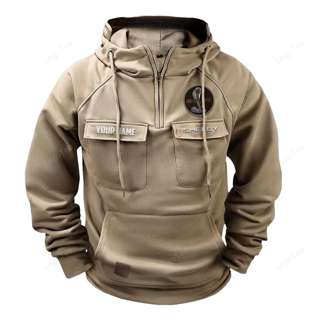 Shelby American Tactical Quarter Zip Hoodie, Gift For Shelby American Lovers, Gift For Him, Husband, Boyfriend - Khaki CAR109021425353-4