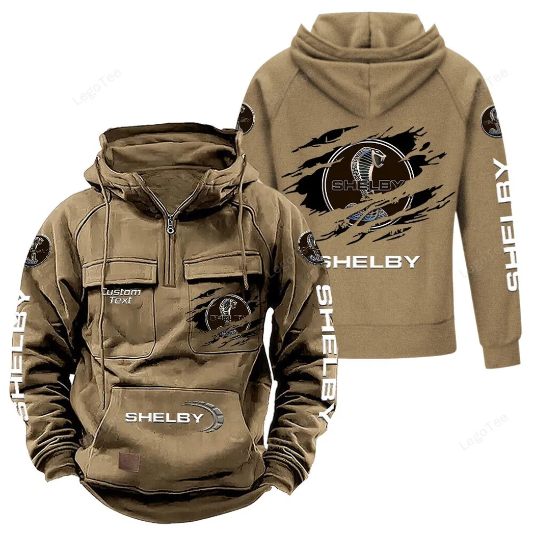 Shelby American Tactical Quarter Zip Hoodie, Gift For Shelby American Lovers, Gift For Him, Husband, Boyfriend - Khaki CAR122021425043-4