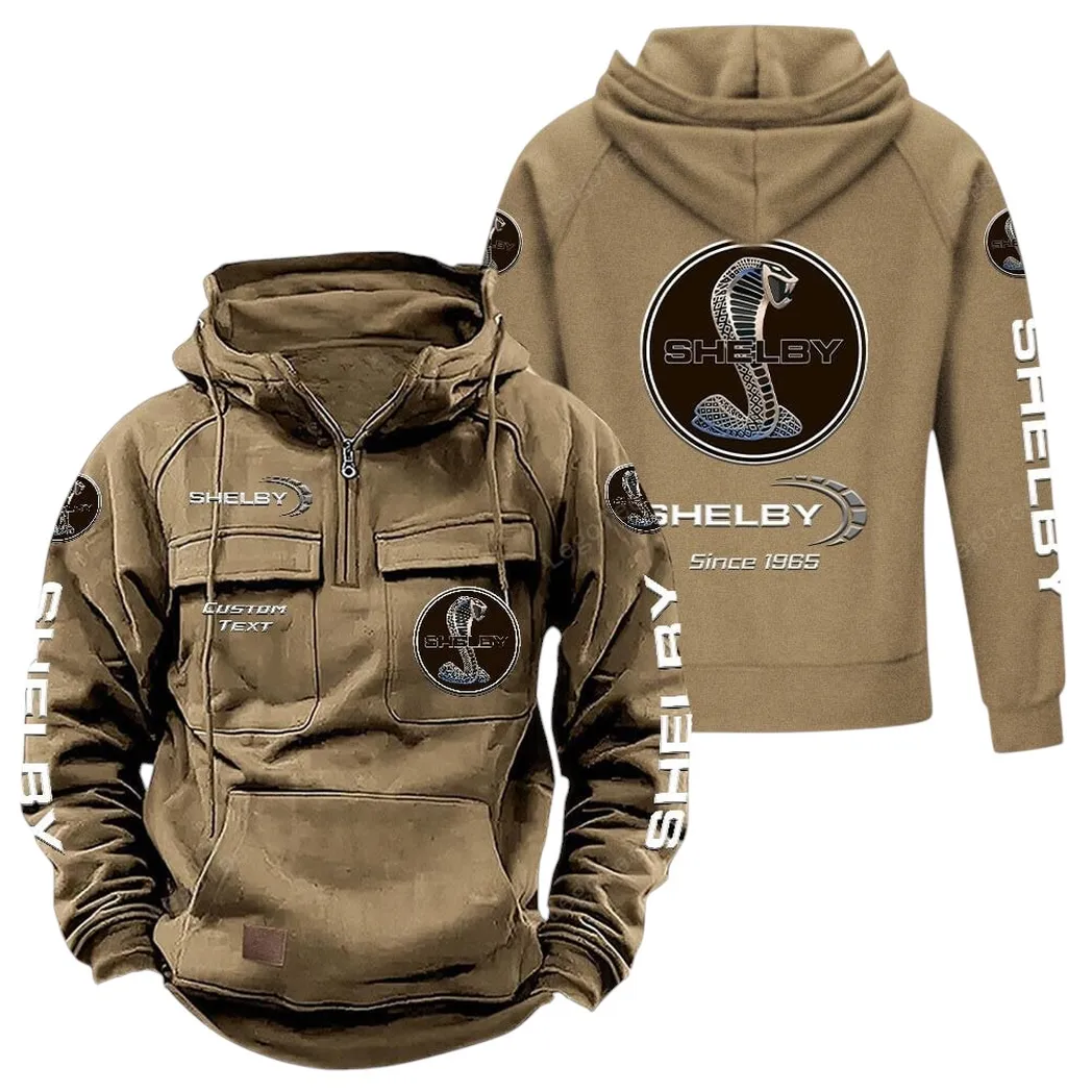 Shelby American Tactical Quarter Zip Hoodie, Gift For Shelby American Lovers, Gift For Him, Husband, Boyfriend - Khaki CAR96021425707-4