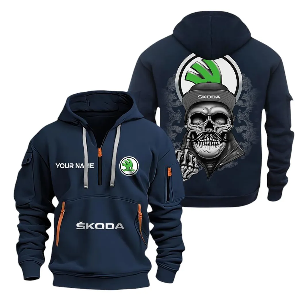 Skoda Half Zip Hoodie For Men, Gift For Skoda Fan CAR166022625167 - Navy