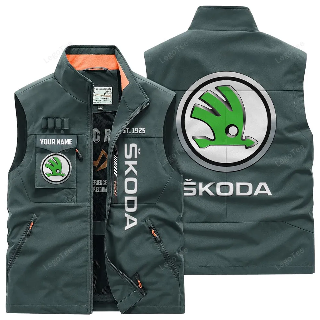 Skoda Outdoor Sleeveless Vest, Gift For Skoda Lovers, Gift For Him, Husband, Boyfriend - Bean Green CAR132021325954-2