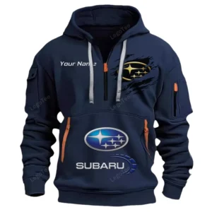 Subaru Half Zip Hoodie CAR113021425807, Best Gift for Him, Husband, Boyfriend - Navy