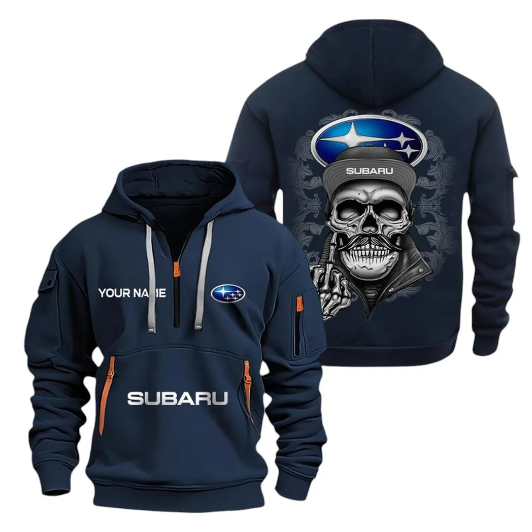 Subaru Half Zip Hoodie For Men, Gift For Subaru Fan CAR166022625178 - Navy