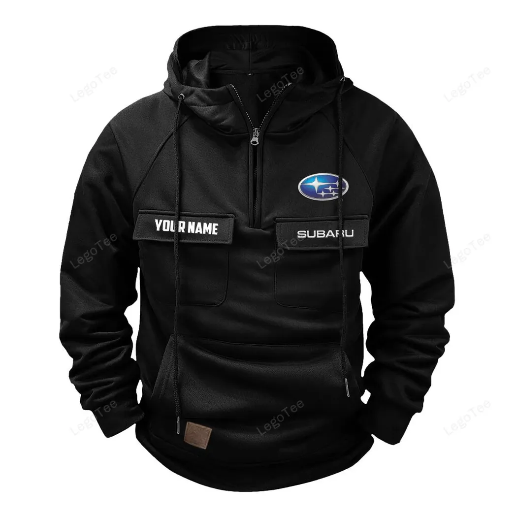 Subaru Tactical Quarter Zip Hoodie, Gift For Subaru Lovers, Gift For Him, Husband, Boyfriend - Black CAR109021425370-2