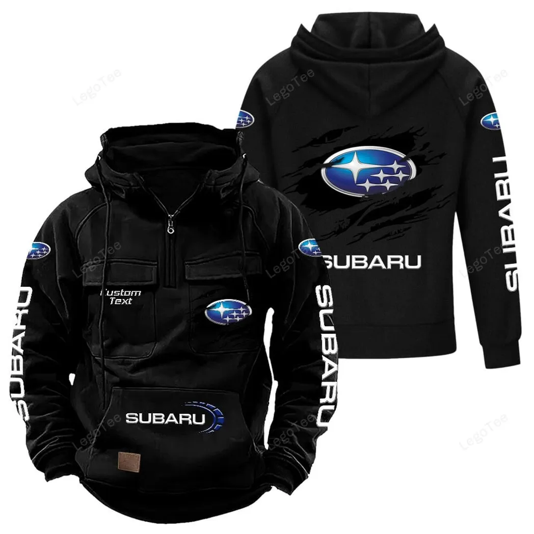 Subaru Tactical Quarter Zip Hoodie, Gift For Subaru Lovers, Gift For Him, Husband, Boyfriend - Black CAR122021425020-2