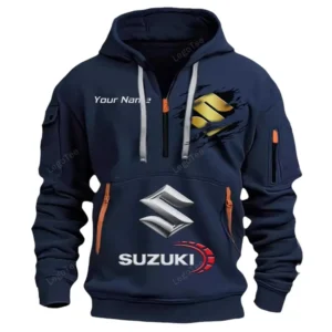 Suzuki Half Zip Hoodie CAR113021425840, Best Gift for Him, Husband, Boyfriend - Navy