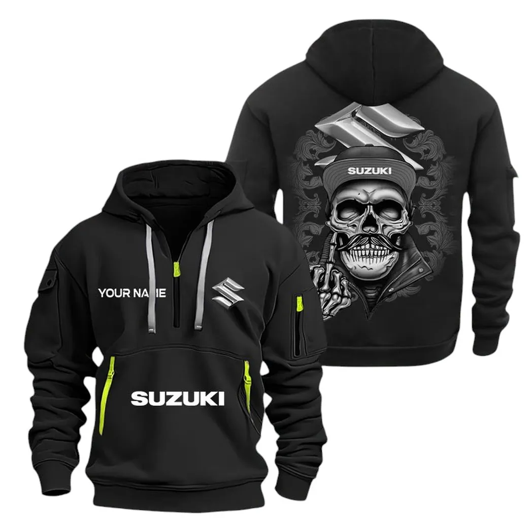 Suzuki Motors Half Zip Hoodie For Men, Gift For Suzuki Motors Fan CAR166022625198 - Black