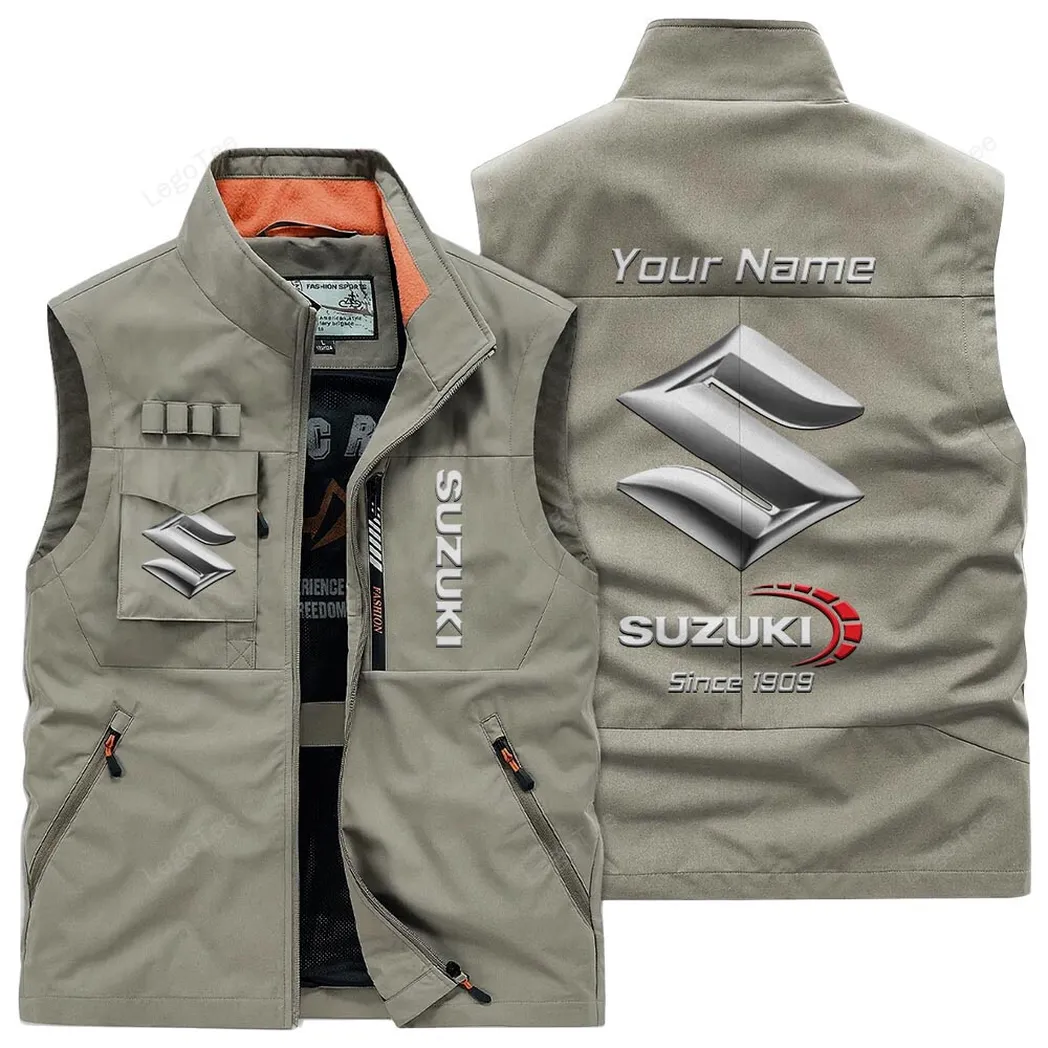 Suzuki Outdoor Sleeveless Vest, Gift For Suzuki Lovers, Gift For Him, Husband, Boyfriend - Khaki CAR131021325724-4