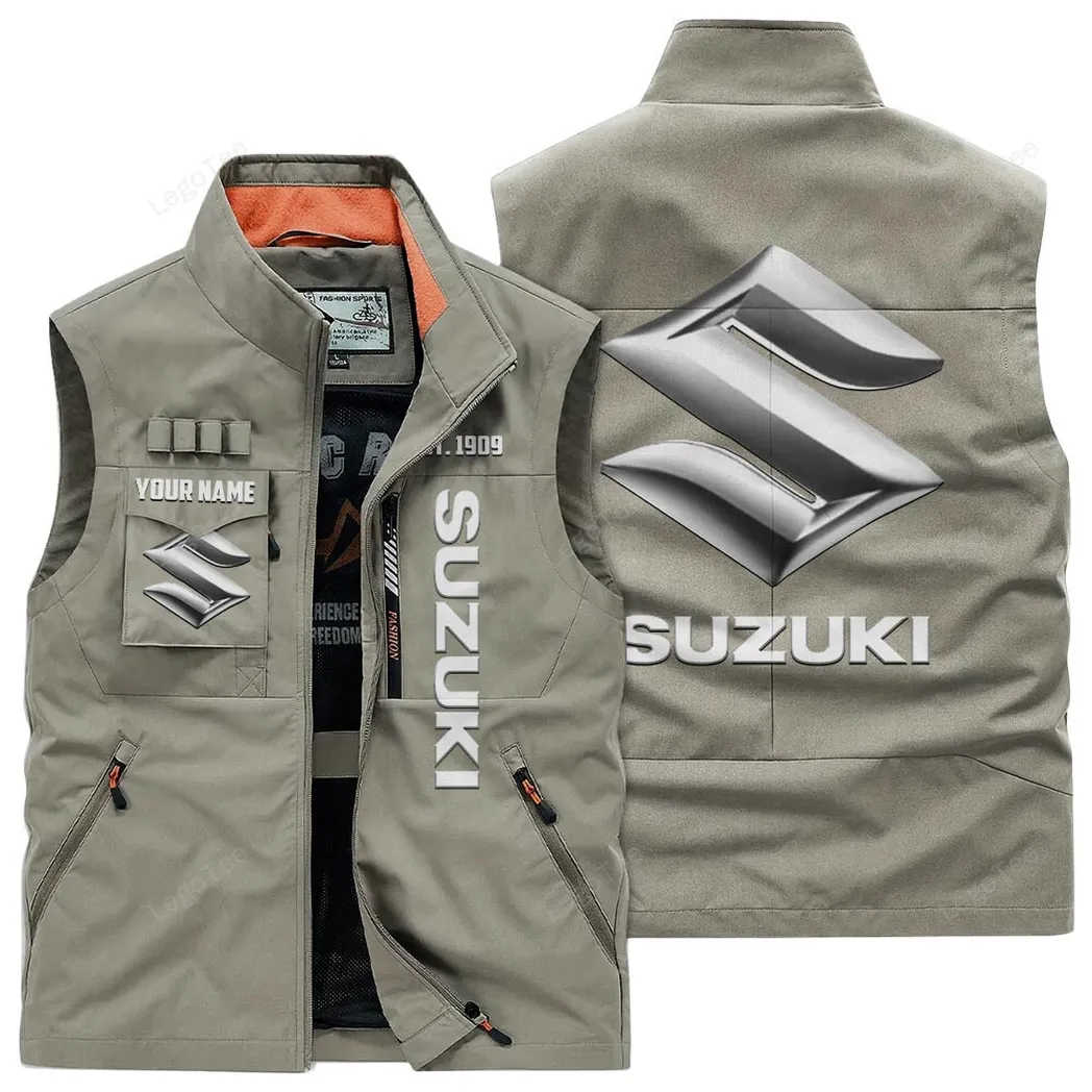 Suzuki Outdoor Sleeveless Vest, Gift For Suzuki Lovers, Gift For Him, Husband, Boyfriend - Khaki CAR132021325957-4