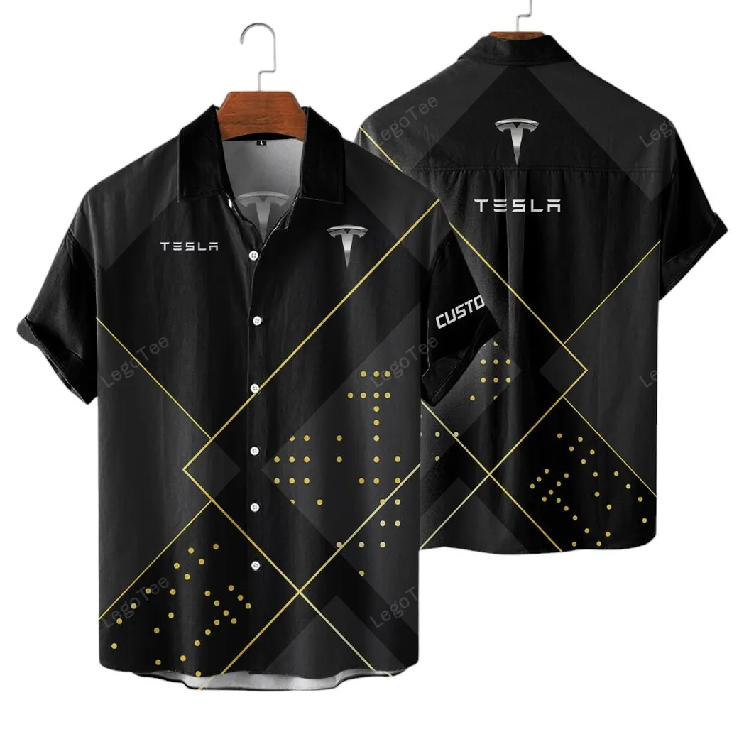 Tesla Hawaiian Shirt For Men, Gift For Tesla Lovers, Gift Fot Him, Husband, Boyfriend CAR11403032573