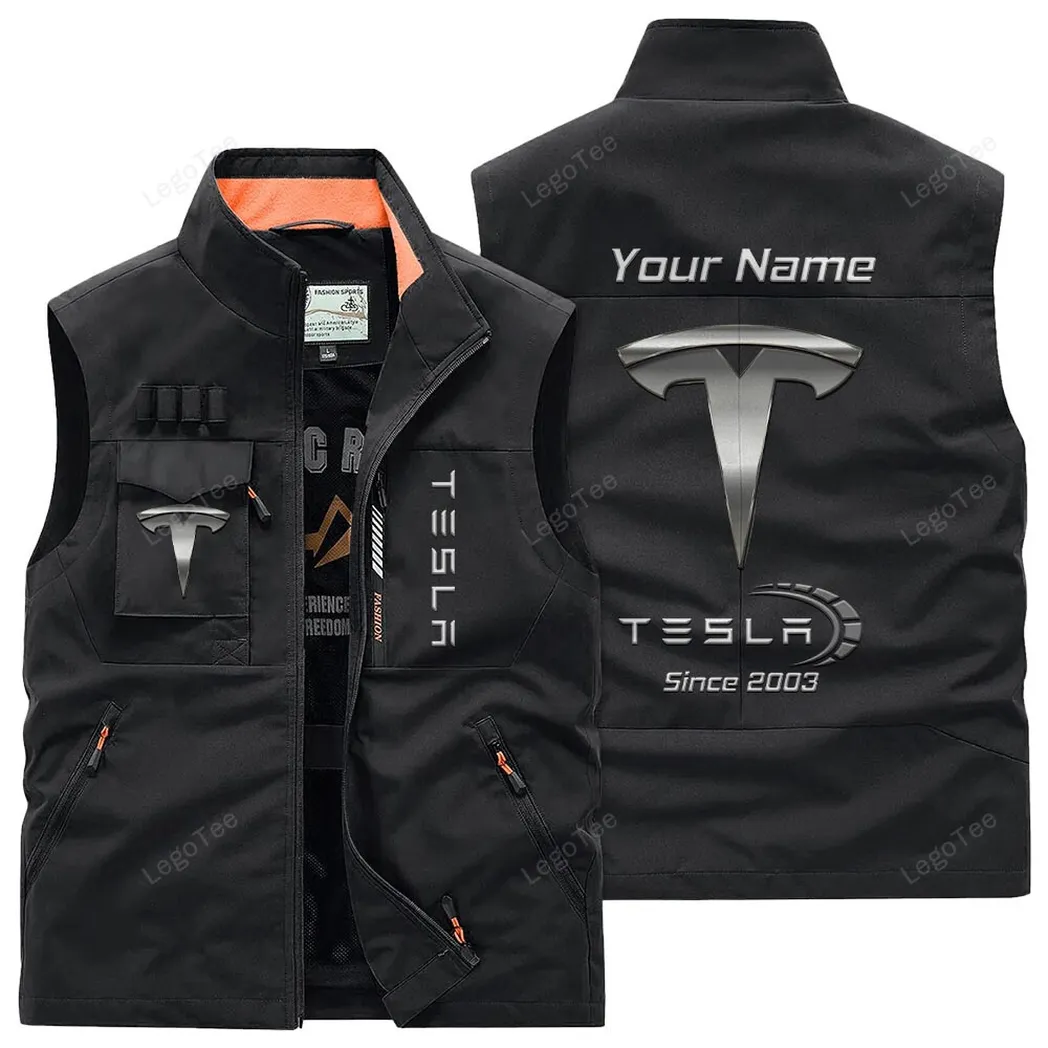 Tesla Outdoor Sleeveless Vest, Gift For Tesla Lovers, Gift For Him, Husband, Boyfriend - Black CAR131021325758-3