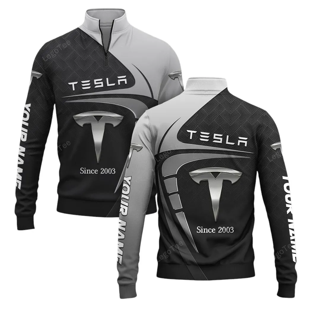 Tesla Quarter-Zip Sweatshirt, Gift For Tesla Lovers, Gift For Him, Husband, Boyfriend CAR11603032573