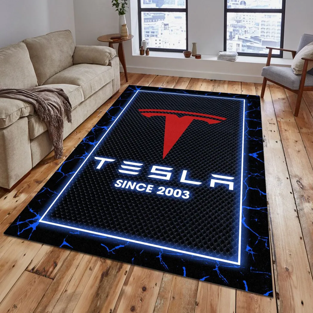 Tesla Rug, Gift For Tesla Lovers, Gift For Him, Husband, Boyfriend CAR5202192578 - Blue