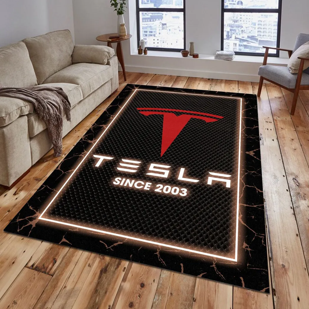 Tesla Rug, Gift For Tesla Lovers, Gift For Him, Husband, Boyfriend CAR5202192578 - Brown