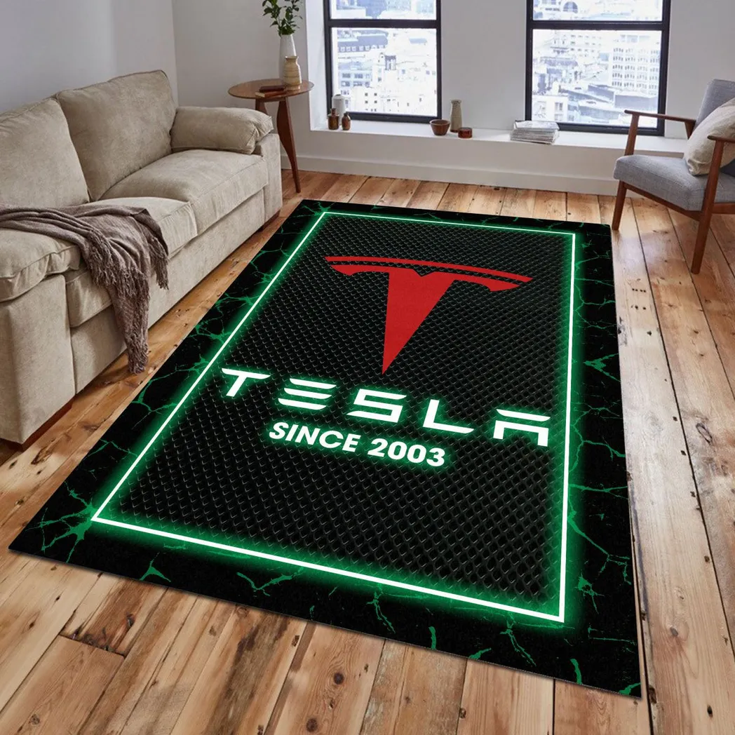 Tesla Rug, Gift For Tesla Lovers, Gift For Him, Husband, Boyfriend CAR5202192578 - Green