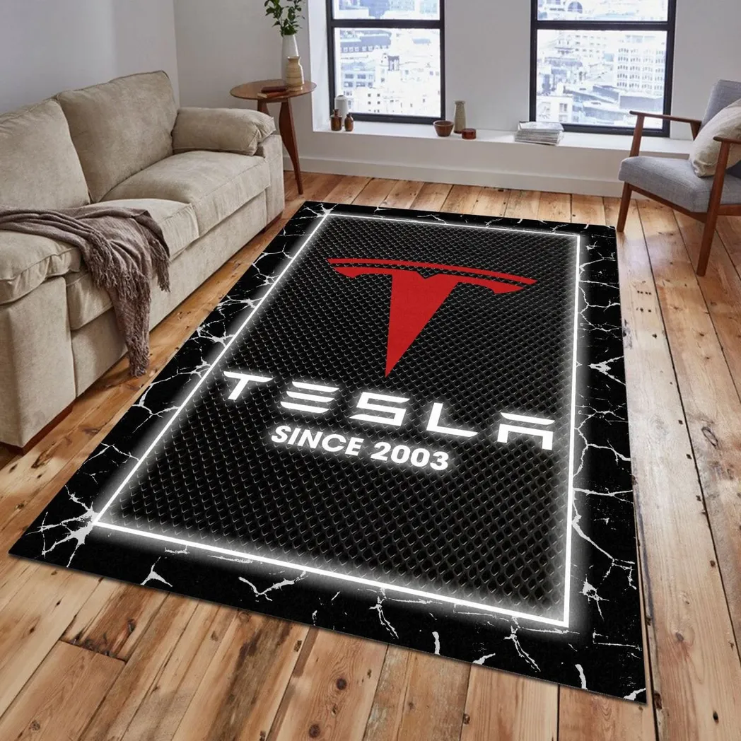 Tesla Rug, Gift For Tesla Lovers, Gift For Him, Husband, Boyfriend CAR5202192578 - Grey