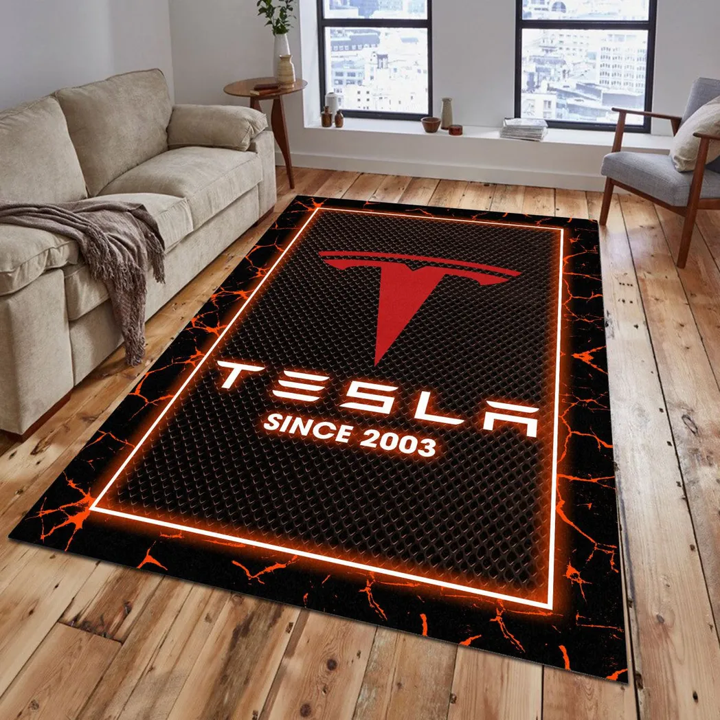Tesla Rug, Gift For Tesla Lovers, Gift For Him, Husband, Boyfriend CAR5202192578 - Orange