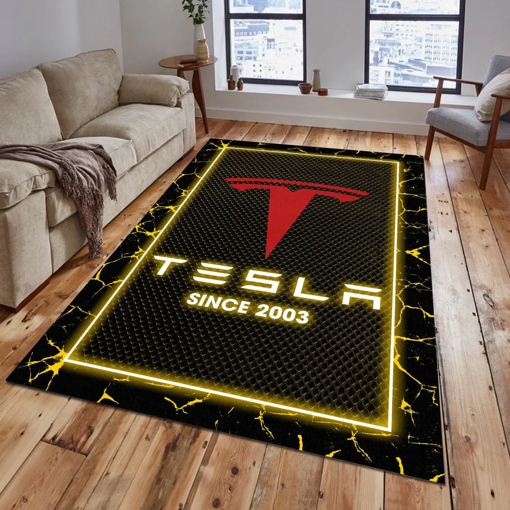 Tesla Rug, Gift For Tesla Lovers, Gift For Him, Husband, Boyfriend CAR5202192578 - Yellow