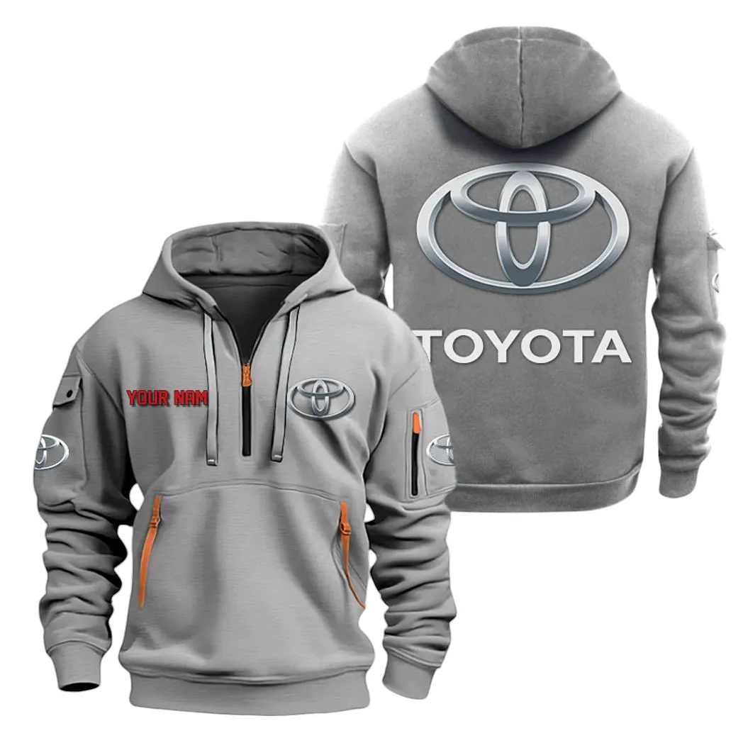 Toyota Half Zip Hoodie For Men, Gift For Toyota Lovers CAR20022125699 - Gray
