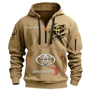 Toyota Land Cruiser Half Zip Hoodie CAR113021425794, Best Gift for Him, Husband, Boyfriend - Khaki