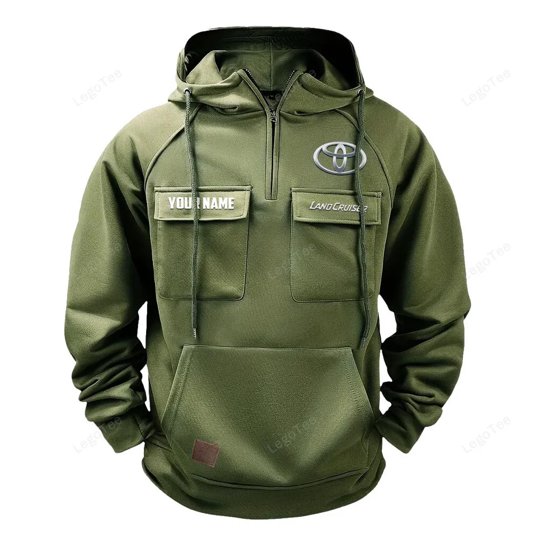 Toyota Land Cruiser Tactical Quarter Zip Hoodie, Gift For Toyota Land Cruiser Lovers, Gift For Him, Husband, Boyfriend - Army Green CAR109021425345-1