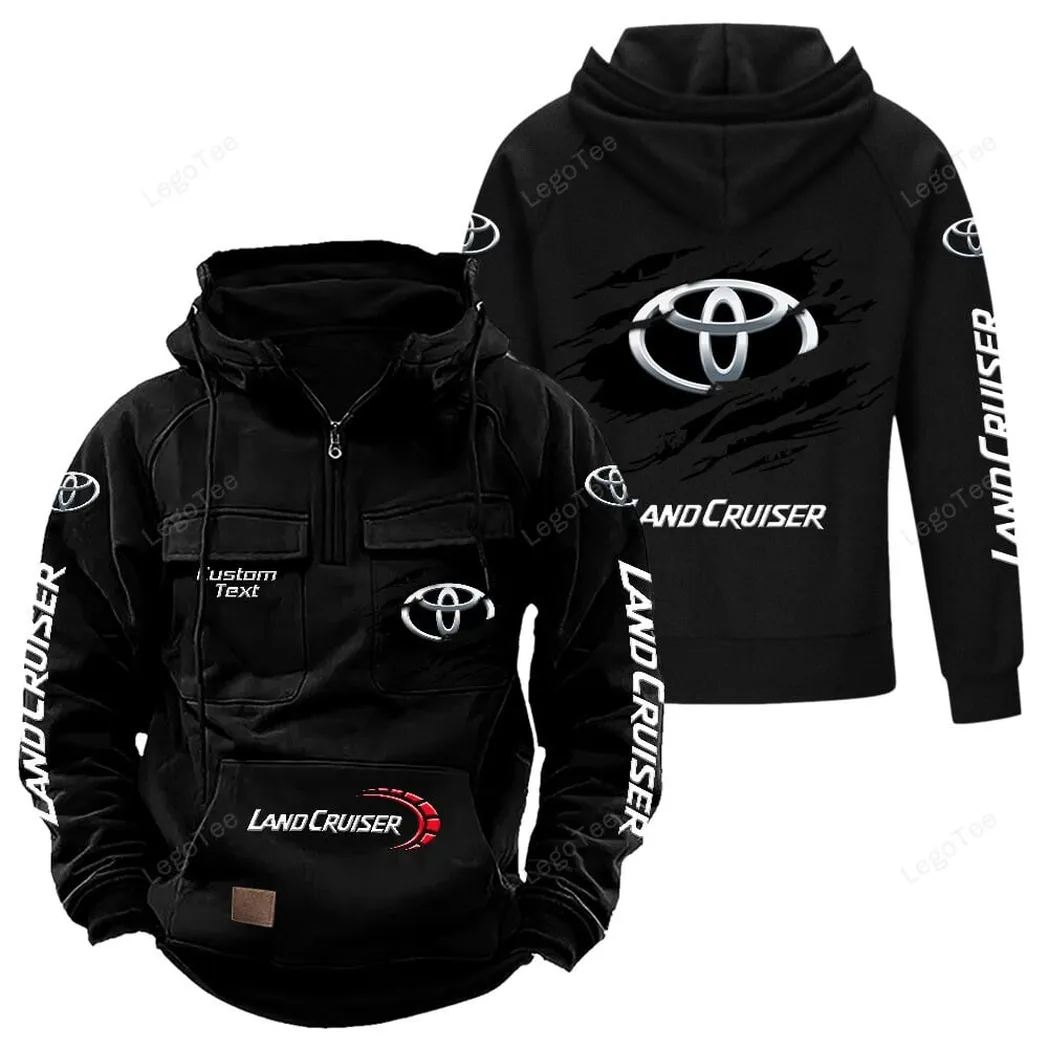 Toyota Land Cruiser Tactical Quarter Zip Hoodie, Gift For Toyota Land Cruiser Lovers, Gift For Him, Husband, Boyfriend - Black CAR122021425013-2