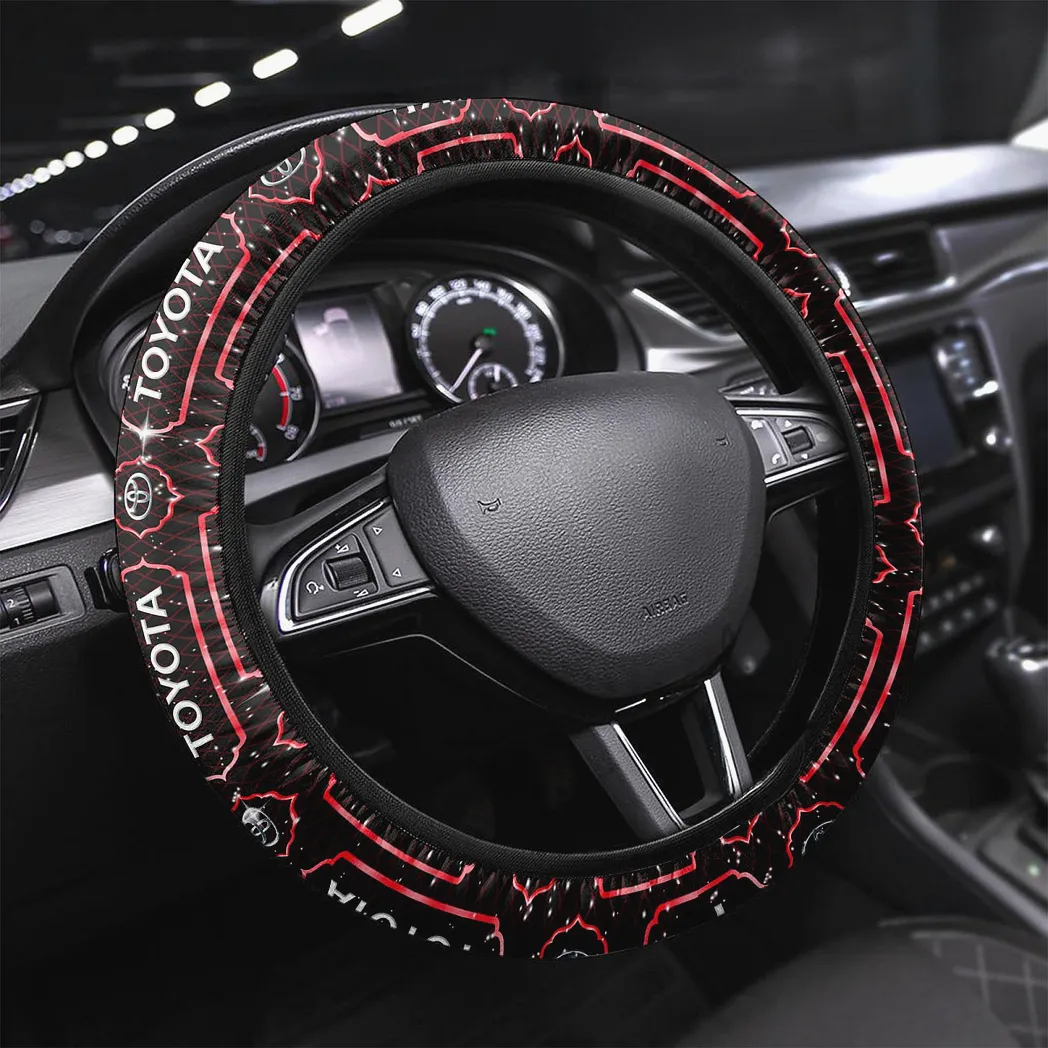 Toyota Steering Wheel Cover, Gift For Toyota Fan CAR146021725018 - Red