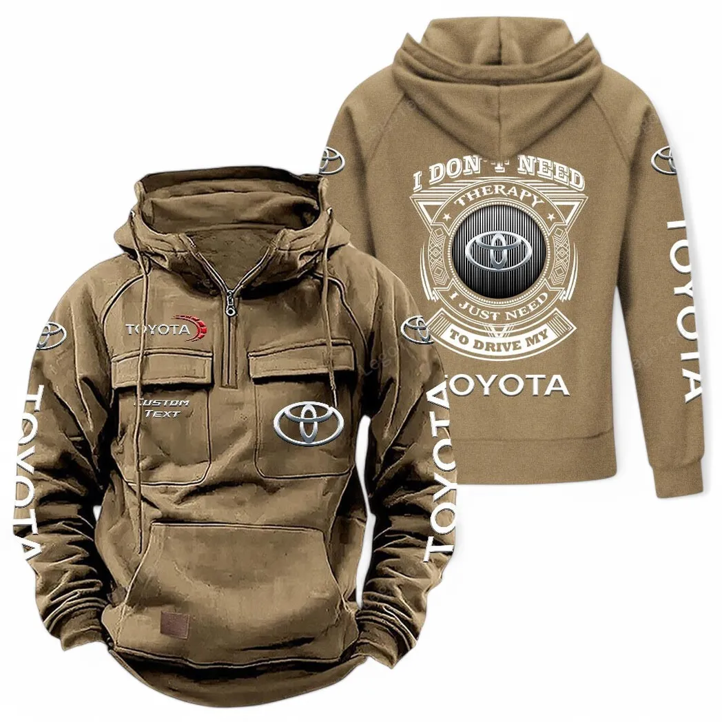 Toyota Tactical Quarter Zip Hoodie CAR106021525014, Gifts For Men, Him, Husband, Boyfriend - Khaki