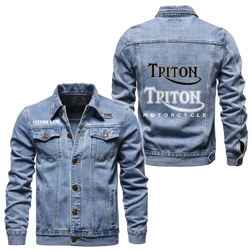 Triton Denim jacket CAR1901132297, CAR  All Over Print Denim jacket - Light Blue