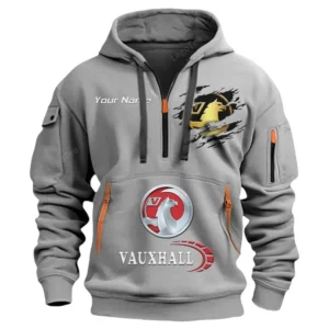 Vauxhall Half Zip Hoodie CAR113021425838, Best Gift for Him, Husband, Boyfriend - Gray