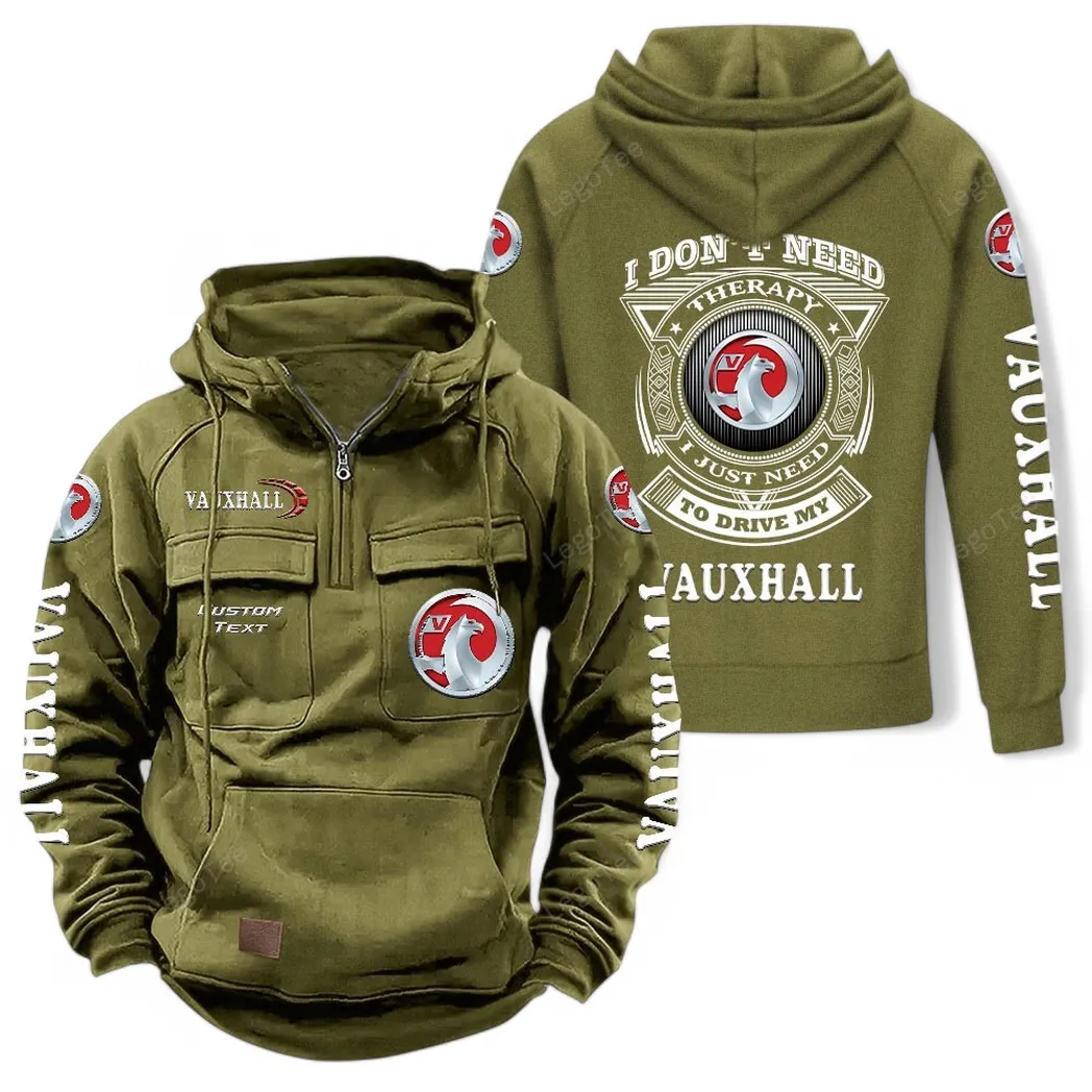 Vauxhall Tactical Quarter Zip Hoodie CAR106021525060, Gifts For Men, Him, Husband, Boyfriend - Army Green