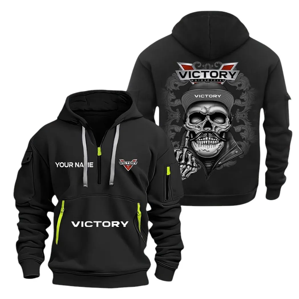 Victory Motorcycle Half Zip Hoodie For Men, Gift For Victory Motorcycle Fan CAR166022625188 - Black