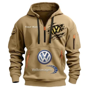 Volkswagen Half Zip Hoodie CAR113021425779, Best Gift for Him, Husband, Boyfriend - Khaki