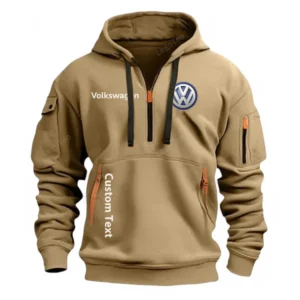 Volkswagen Half Zip Hoodie For Men, Gift For Him, Husband, Boyfriend - Khaki CAR112021425561-3