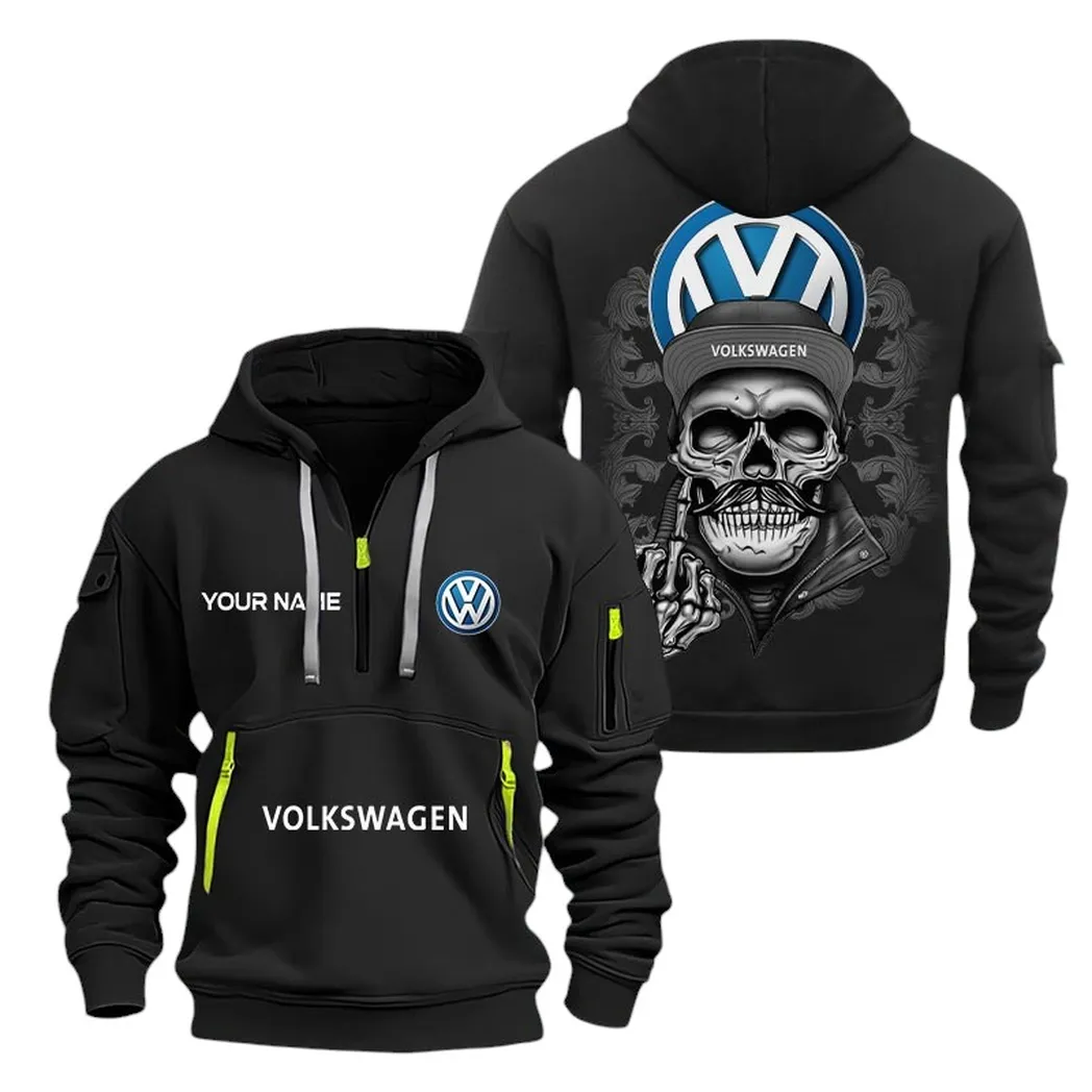 Volkswagen Half Zip Hoodie For Men, Gift For Volkswagen Fan CAR166022625224 - Black