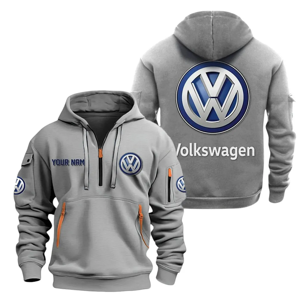 Volkswagen Half Zip Hoodie For Men, Gift For Volkswagen Lovers CAR20022125678 - Gray