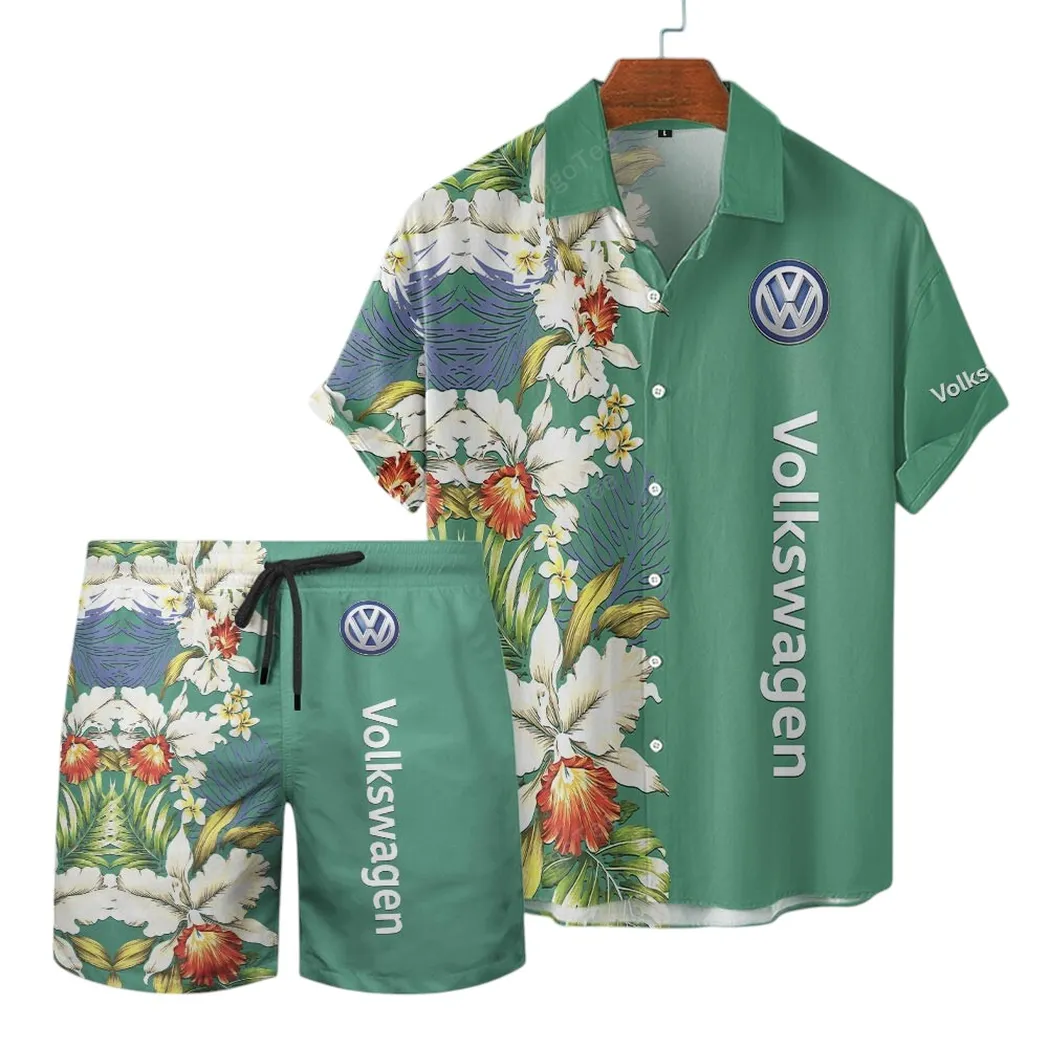 Volkswagen Hawaiian Shirt Set, Gift For Volkswagen Lovers, Gift For Him, Husband, Boyfriend CAR12303042509 - Green