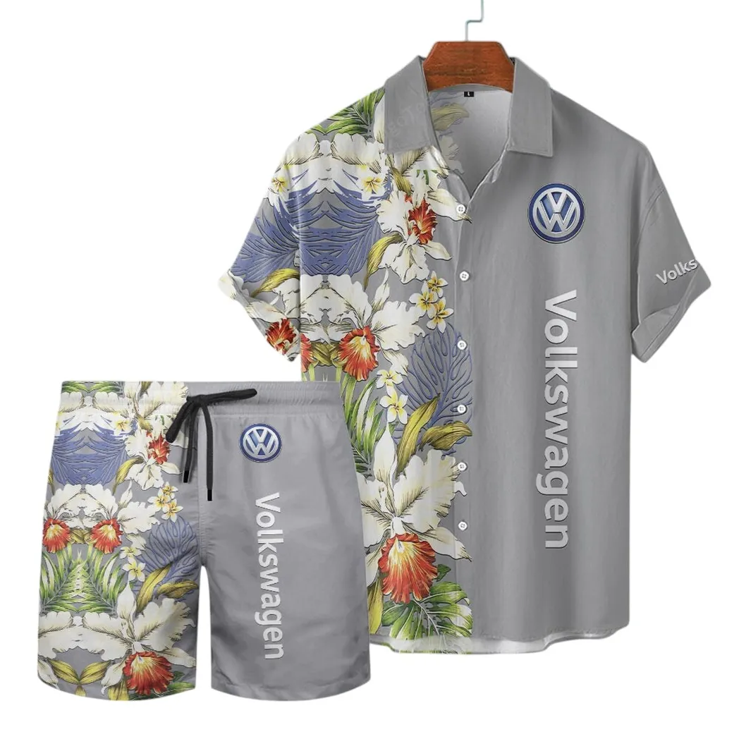 Volkswagen Hawaiian Shirt Set, Gift For Volkswagen Lovers, Gift For Him, Husband, Boyfriend CAR12303042509 - Grey