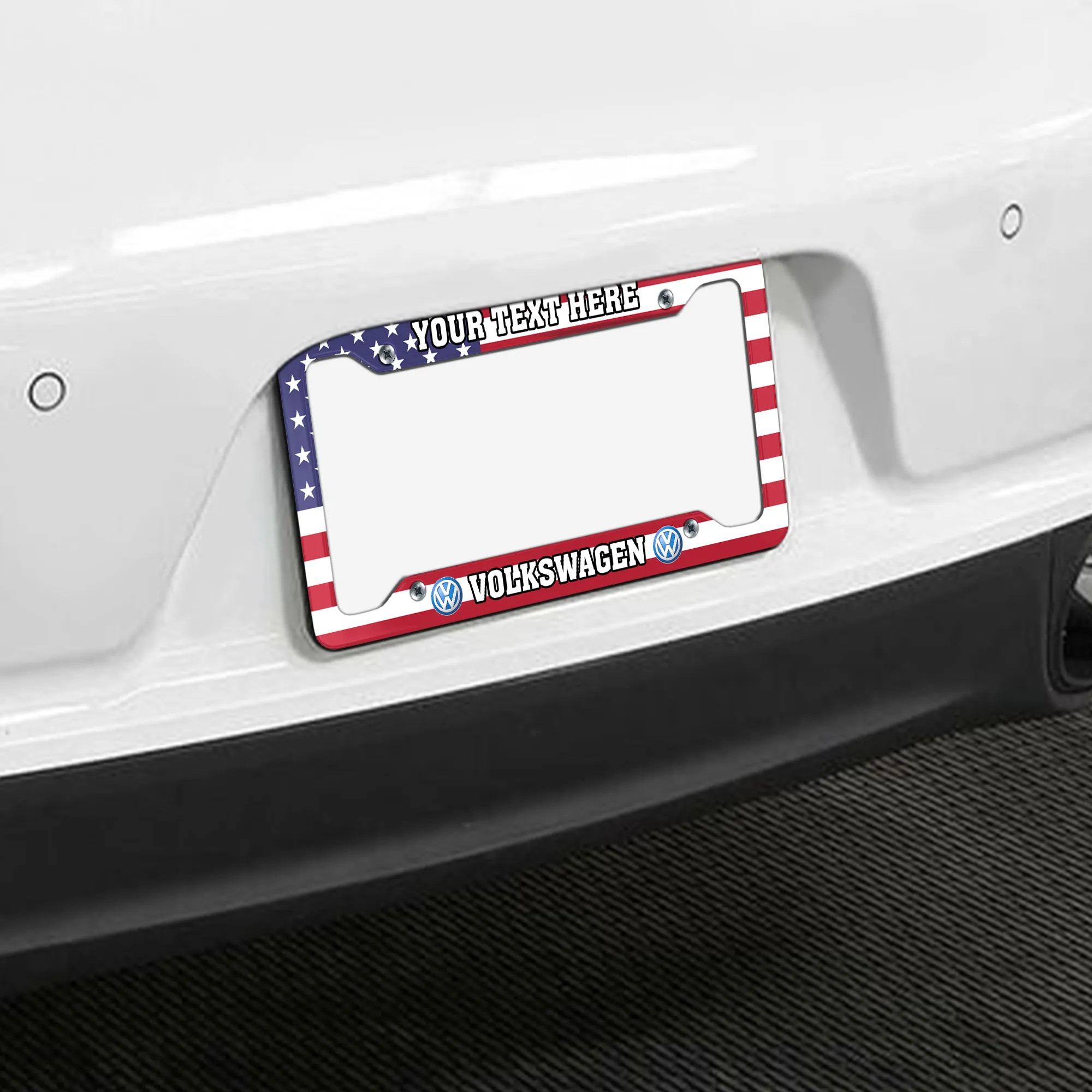 Volkswagen License Plate Frame USA Flag Style, Gift For Volkswagen Lovers LPF02030425941 - 4 Holes