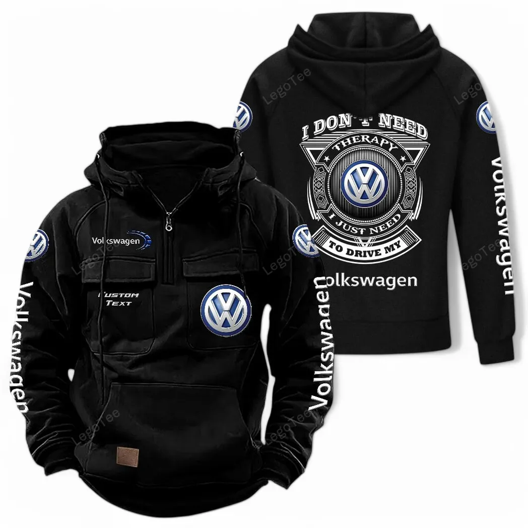 Volkswagen Tactical Quarter Zip Hoodie CAR106021525000, Gifts For Men, Him, Husband, Boyfriend - Black