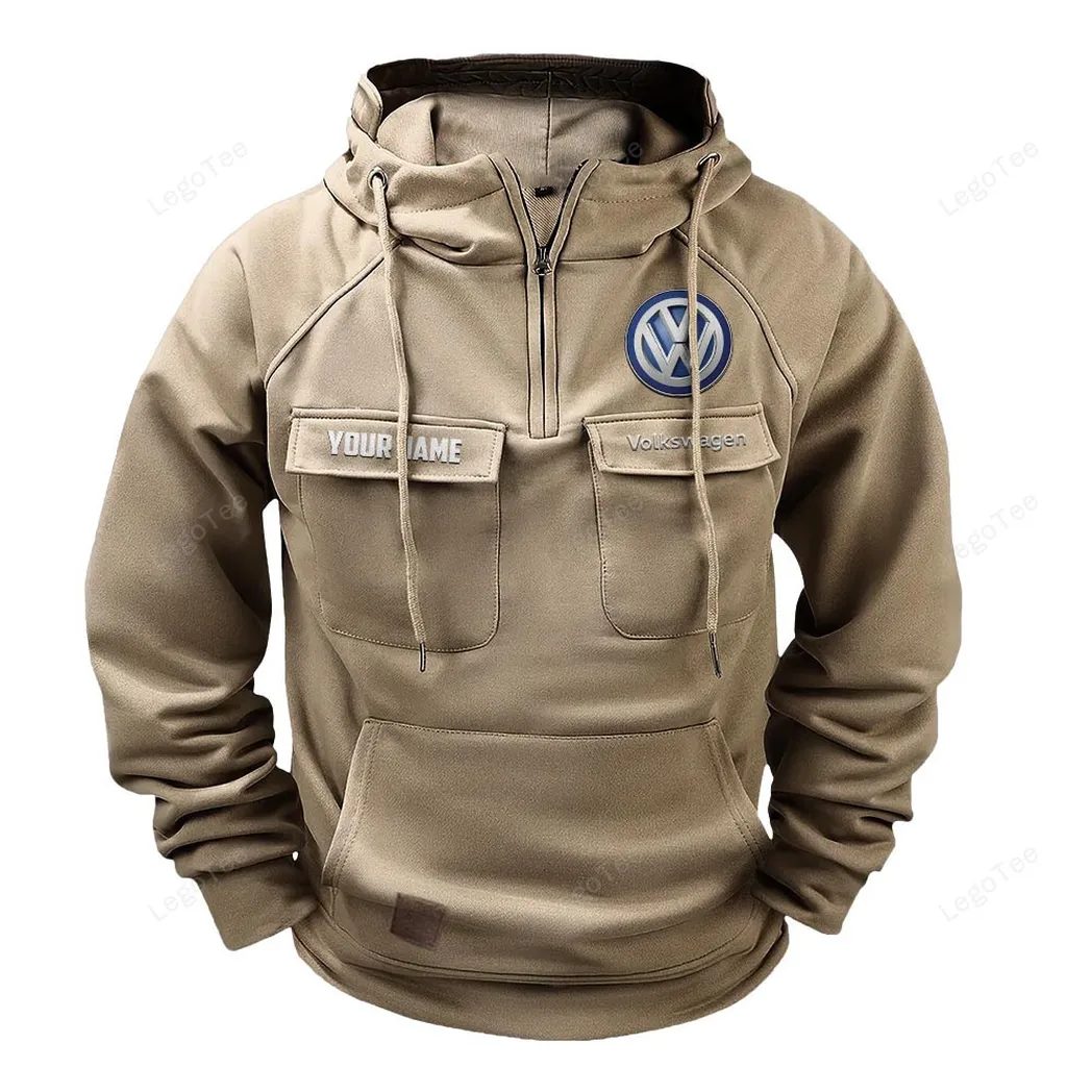 Volkswagen Tactical Quarter Zip Hoodie, Gift For Volkswagen Lovers, Gift For Him, Husband, Boyfriend - Khaki CAR109021425336-4