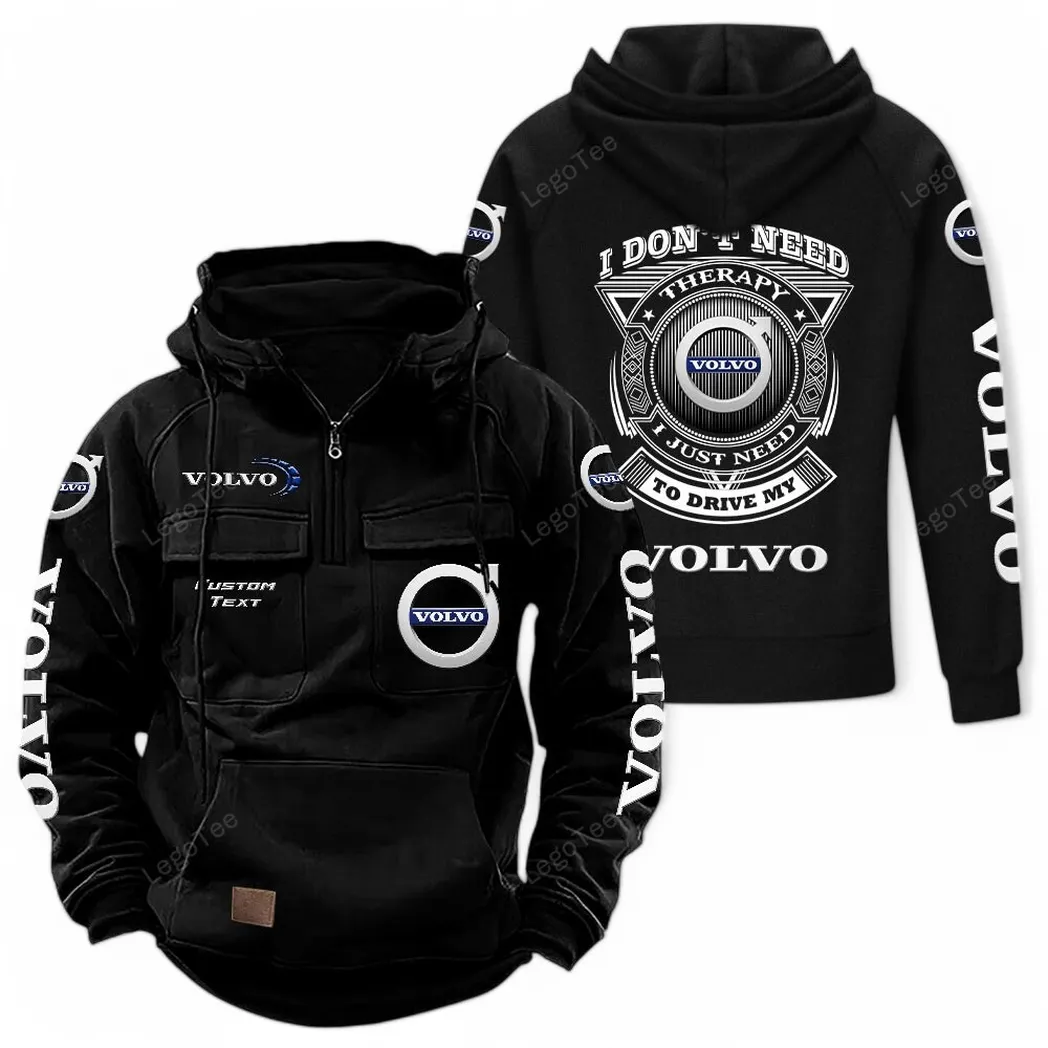 Volvo Tactical Quarter Zip Hoodie CAR106021525012, Gifts For Men, Him, Husband, Boyfriend - Black